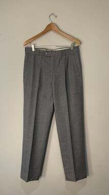 Henry Grethel Grey Pleated Pure Virgin Wool Dress Pants 35x31